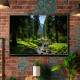 Quadro Decorativo Paisagem Riacho com Pedras no Meio de Floresta