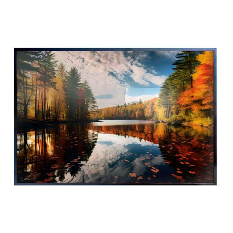 Quadro Decorativo Paisagem Rio com rvores em Primavera