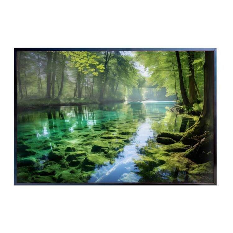 Quadro Decorativo Paisagem Rio em Meio a Floresta Repleta de Verde