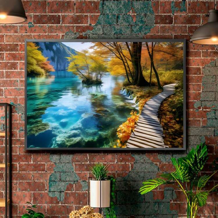 Quadro Decorativo Paisagem Trilha e Rio