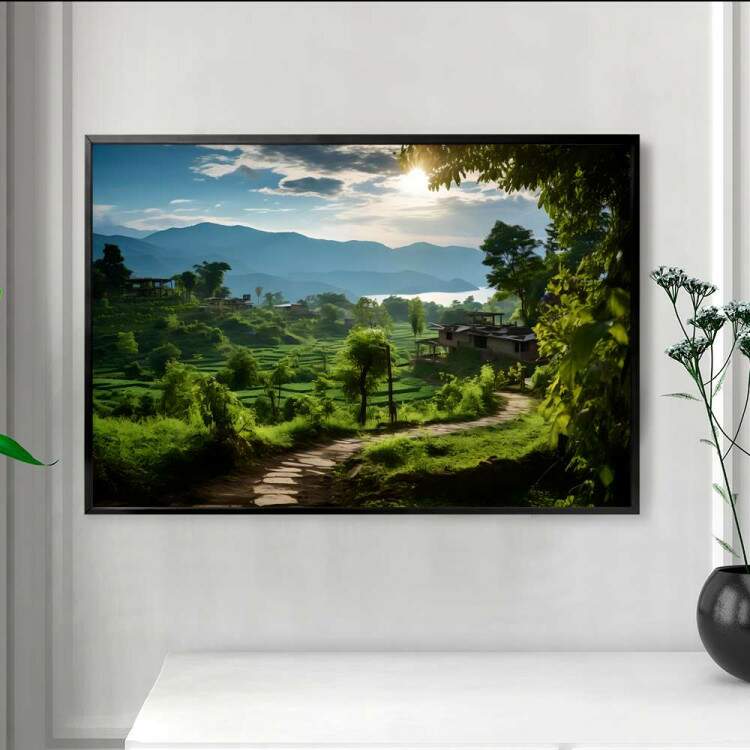 Quadro Decorativo Paisagem Trilha em Floresta com Lindas rvores