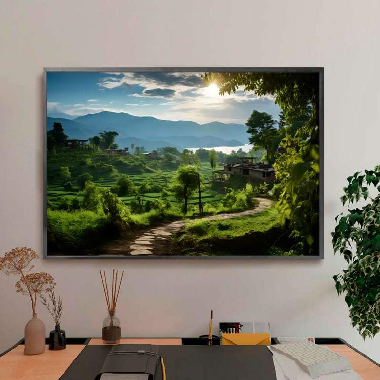 Quadro Decorativo Paisagem Trilha em Floresta com Lindas rvores