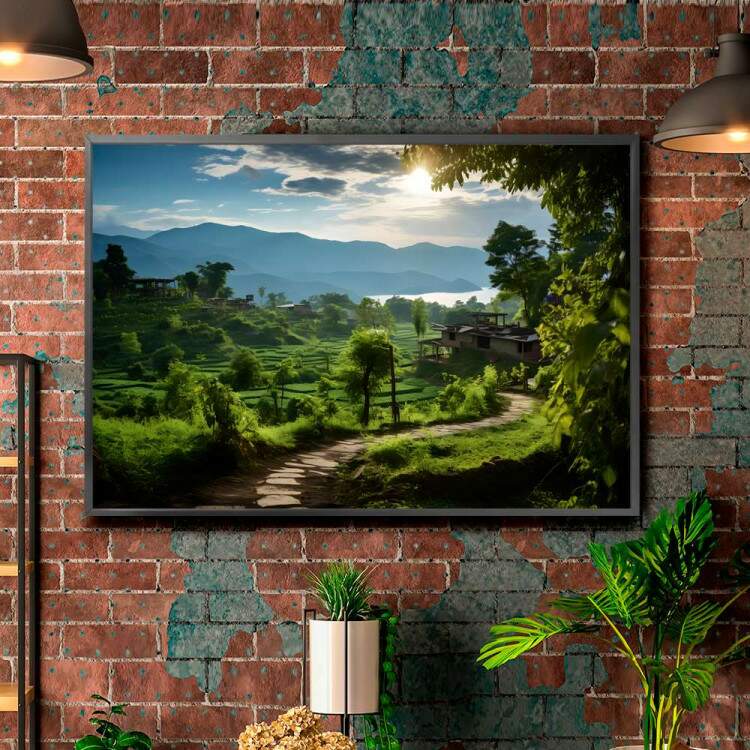 Quadro Decorativo Paisagem Trilha em Floresta com Lindas rvores