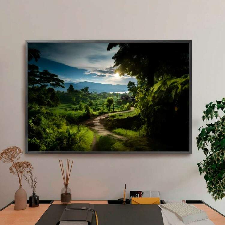 Quadro Decorativo Paisagem Trilha em Meio de Floresta