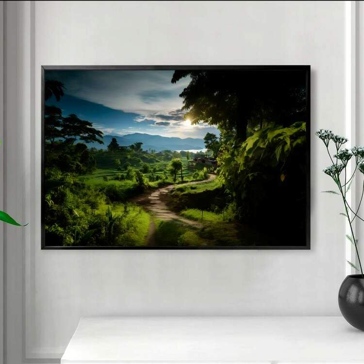 Quadro Decorativo Paisagem Trilha em Meio de Floresta