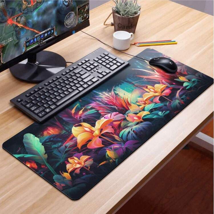 Mouse Pad Gigante 70x30cm Floral com Uma Diversidade de Flores