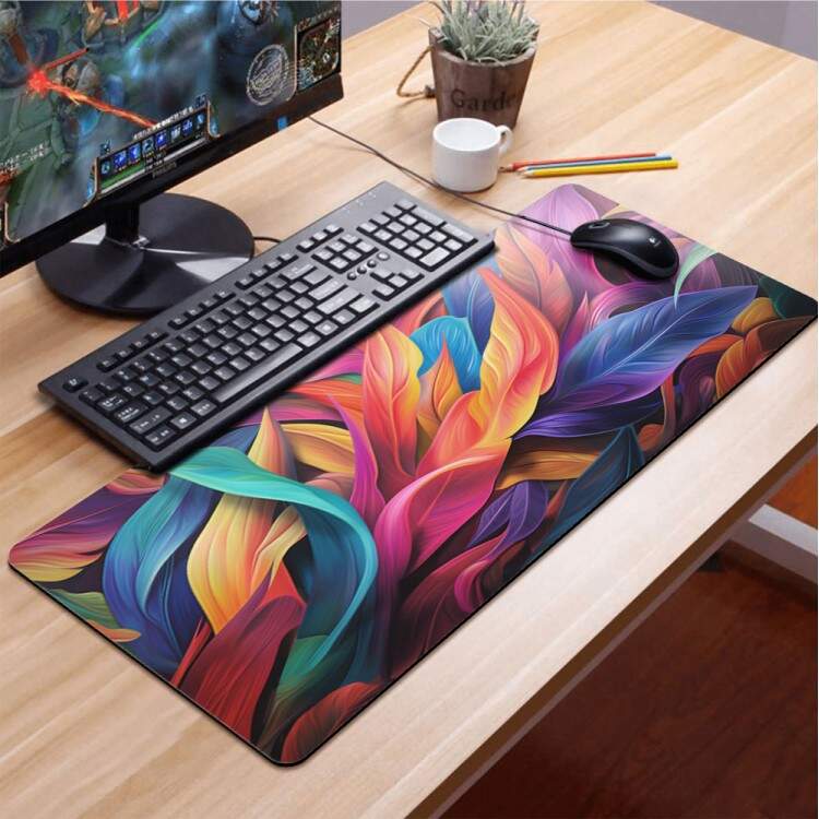 Mouse Pad Gigante 70x30cm Estilo Floral com Uma Diversidade de Cores