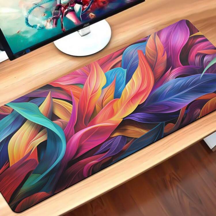 Mouse Pad Gigante 70x30cm Estilo Floral com Uma Diversidade de Cores