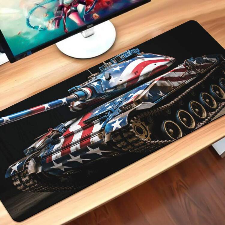 Mouse Pad Gigante 70x30cm Tanque de Guerra Estampado da Bandeira U.S.A