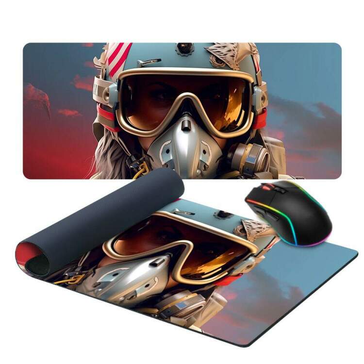 Mouse Pad Gigante 70x30cm Mulher com Mscara de Piloto