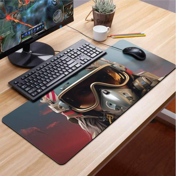 Mouse Pad Gigante 70x30cm Mulher com Mscara de Piloto