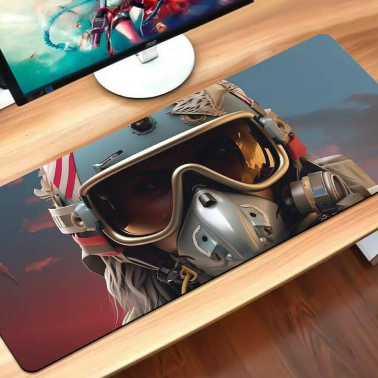 Mouse Pad Gigante 70x30cm Mulher com Mscara de Piloto