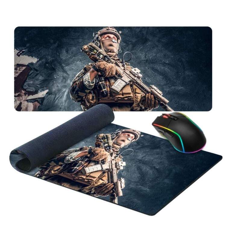 Mouse Pad Gigante 70x30cm Soldado Armado Pronto Para Guerra