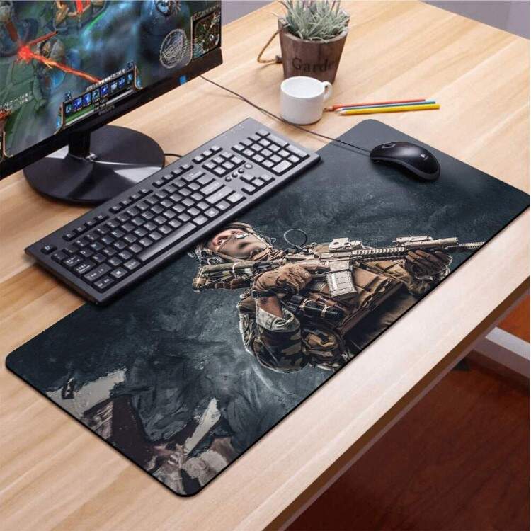 Mouse Pad Gigante 70x30cm Soldado Armado Pronto Para Guerra