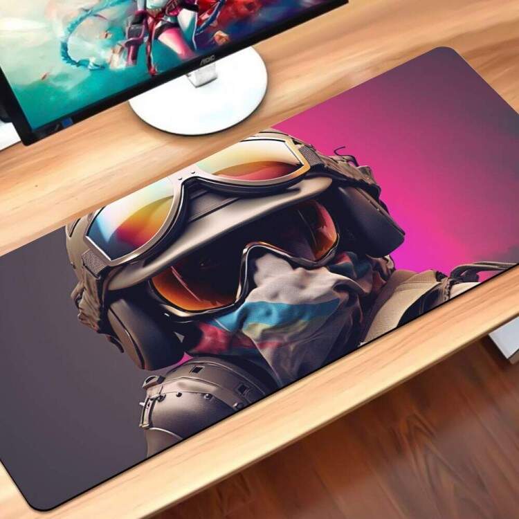 Mouse Pad Gigante 70x30cm Soldado Futurista com Capacete