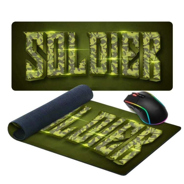 Mouse Pad Gigante 70x30cm Palavra Soldier com Estampado Camuflado