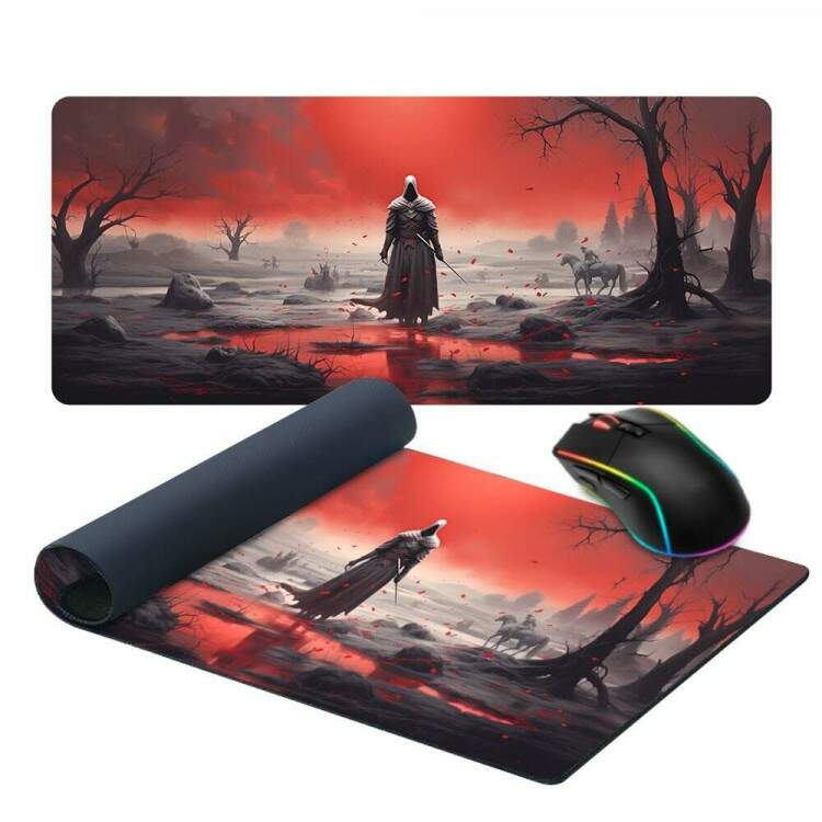 Mouse Pad Gigante Soldado Em Cenrio Vermelho Sombrio 70x30cm