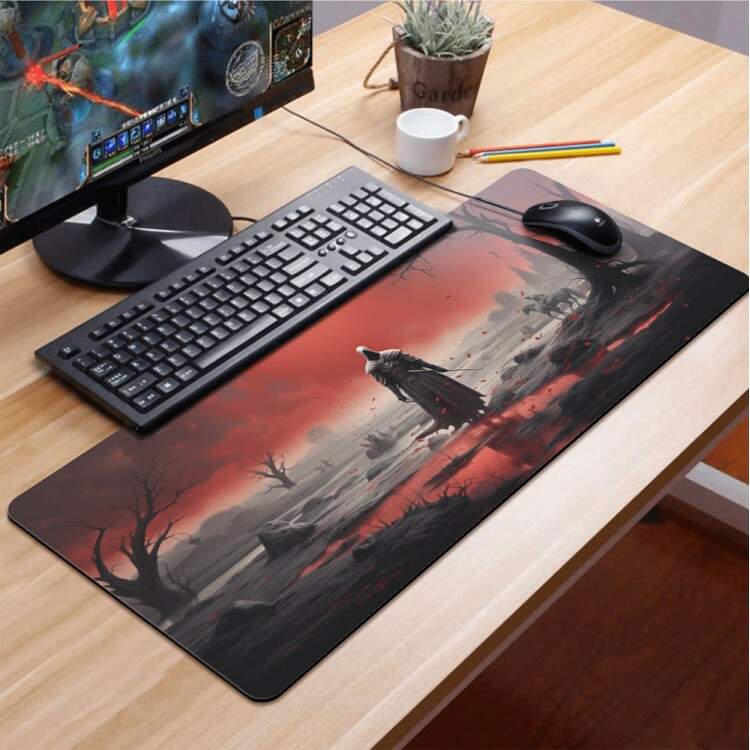 Mouse Pad Gigante Soldado Em Cenrio Vermelho Sombrio 70x30cm