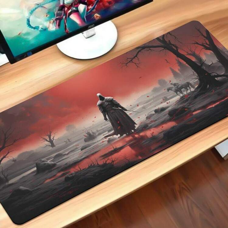 Mouse Pad Gigante Soldado Em Cenrio Vermelho Sombrio 70x30cm