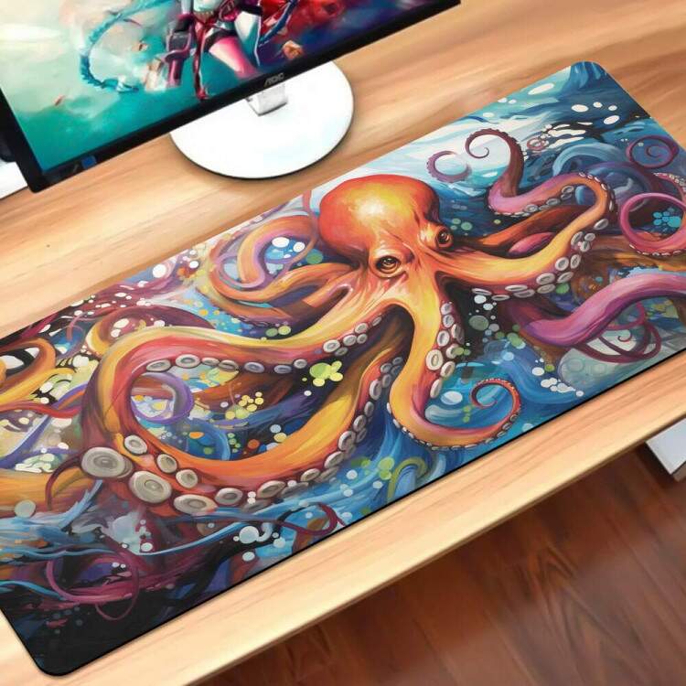 Mouse Pad Gigante 70x30cm Estilo Abstrato Polvo Repleto de Cores