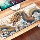 Mouse Pad Gigante 70x30cm Drag�o Laranja e Azul Fundo Branco