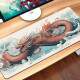 Mouse Pad Gigante 70x30cm Drag�o Laranja com Detalhes Fundo Branco