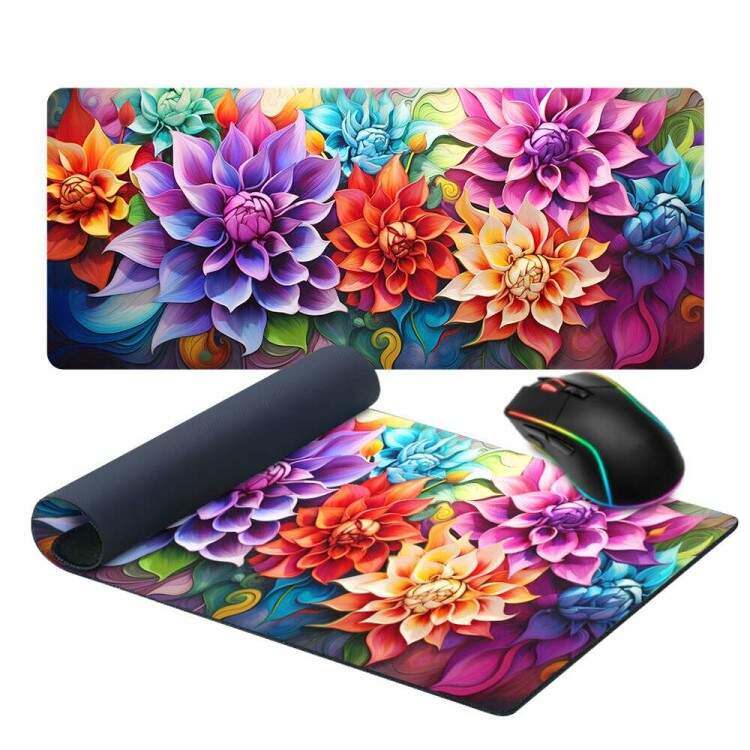 Mouse Pad Gigante 70x30cm Estilo Pintura Lotus Coloridas