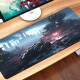 Mouse Pad Gigante 70x30cm Guerra Futuristica Em Um Ambiente de Caos