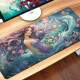 Mouse Pad Gigante 70x30cm Sereia com Calda Azul e Cabelo Roxo
