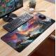 Mouse Pad Gigante 70x30cm Planetas e Planeta em Tons de Azul e Roxo