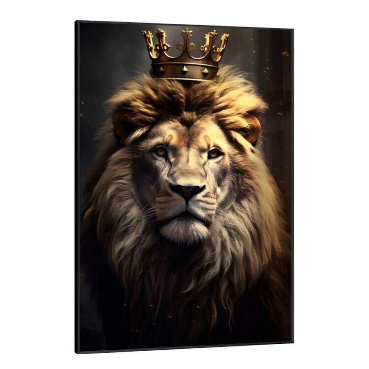 Quadro Decorativo Leo de Jud com Coroa Sendo Iluminado