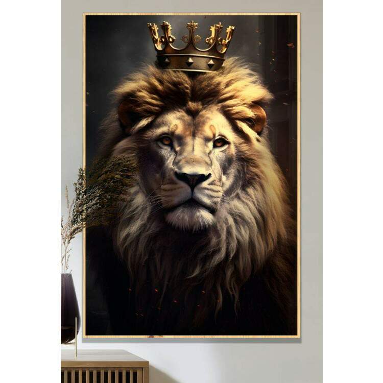 Quadro Decorativo Leo de Jud com Coroa Sendo Iluminado