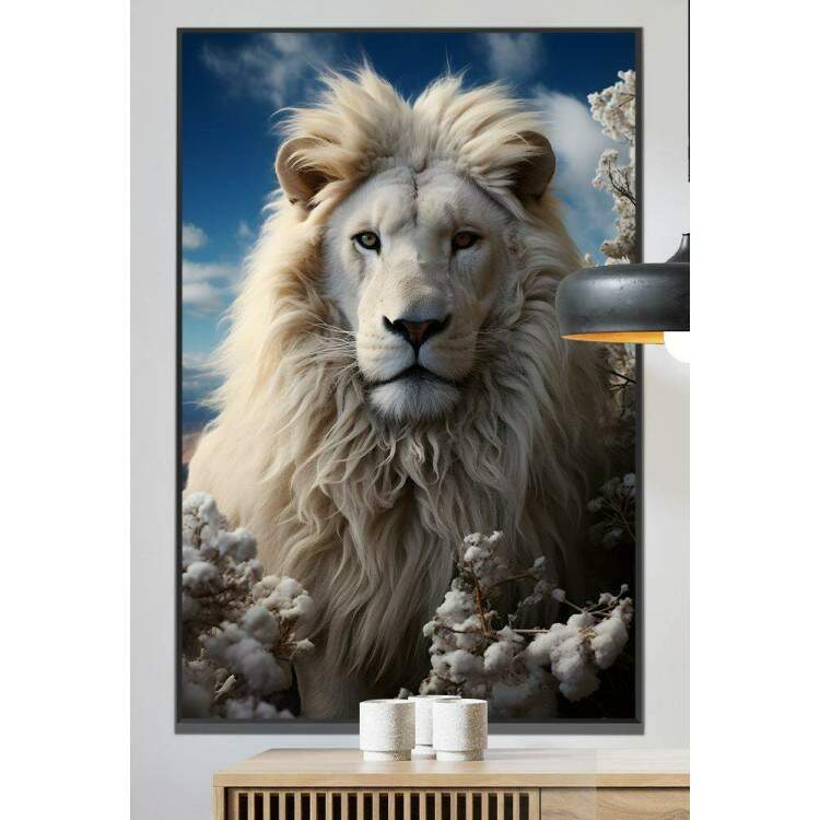 Quadro Decorativo Leo Branco Transmitindo Paz e Serenidade