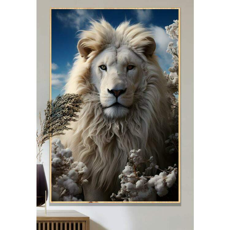 Quadro Decorativo Leo Branco Transmitindo Paz e Serenidade
