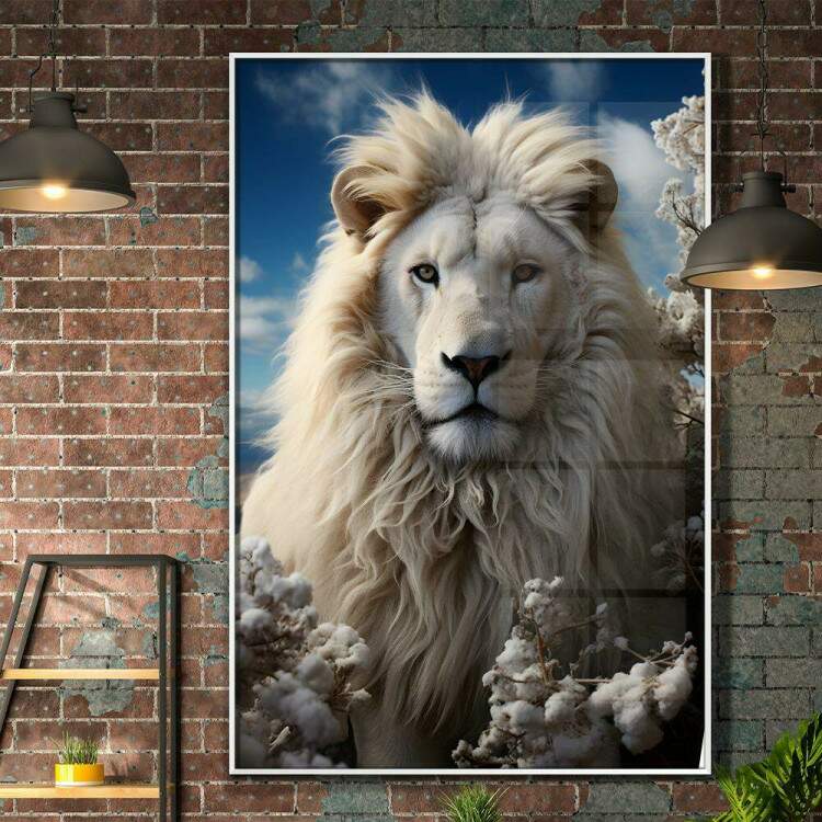 Quadro Decorativo Leo Branco Transmitindo Paz e Serenidade