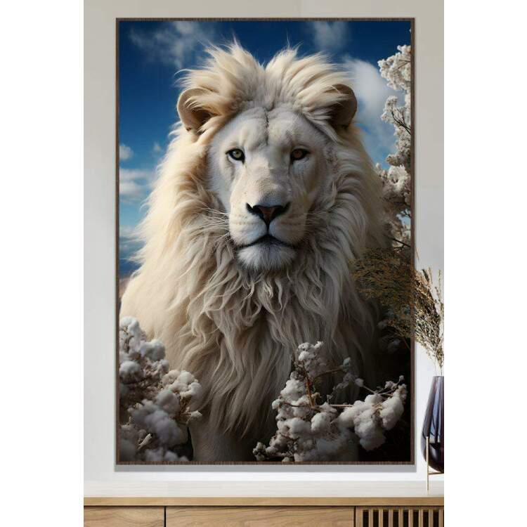 Quadro Decorativo Leo Branco Transmitindo Paz e Serenidade