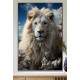 Quadro Decorativo Le�o Branco Transmitindo Paz e Serenidade