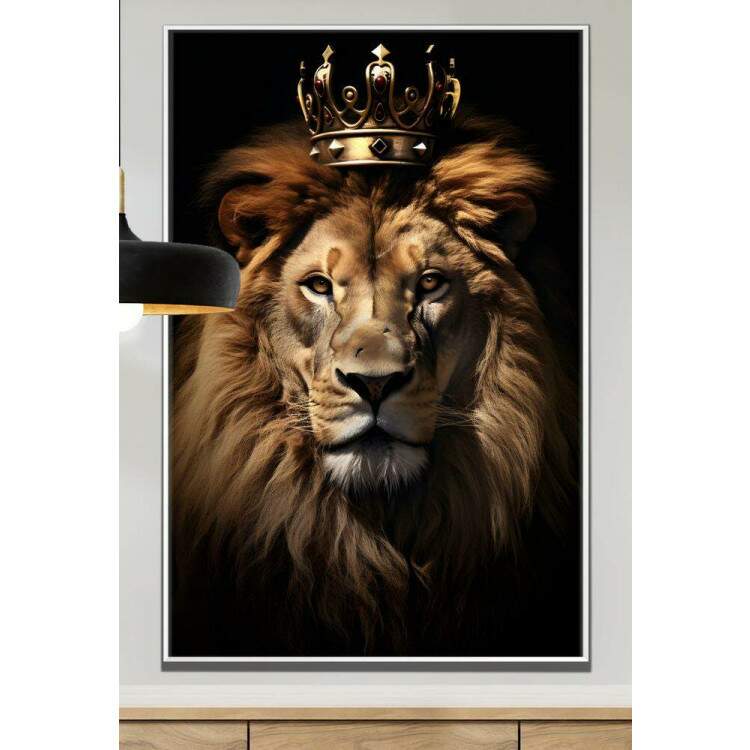 Quadro Decorativo Leo de Jud com Sua Coroa de Ouro Majestosa