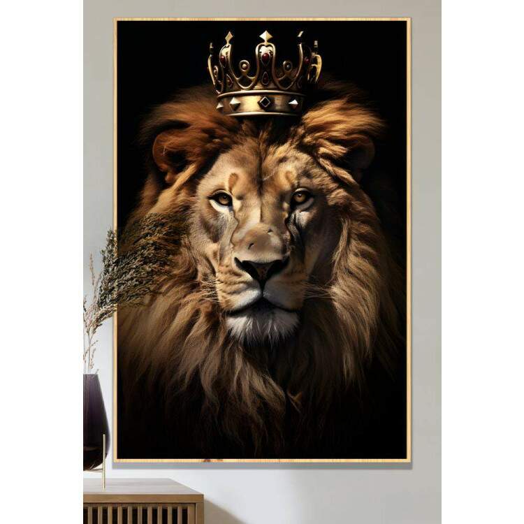 Quadro Decorativo Leo de Jud com Sua Coroa de Ouro Majestosa