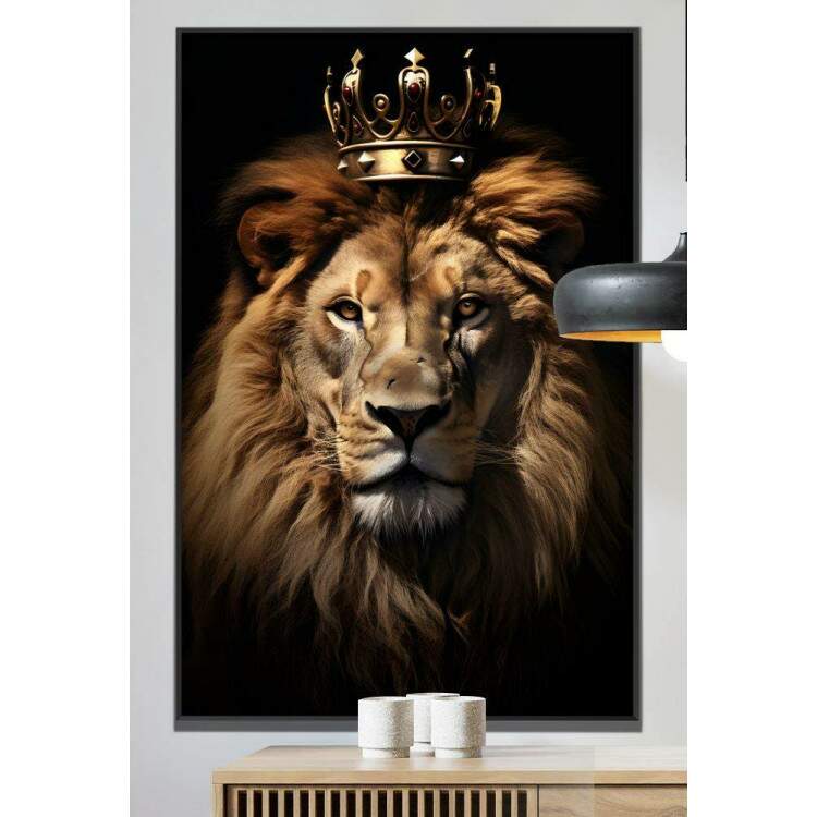 Quadro Decorativo Leo de Jud com Sua Coroa de Ouro Majestosa