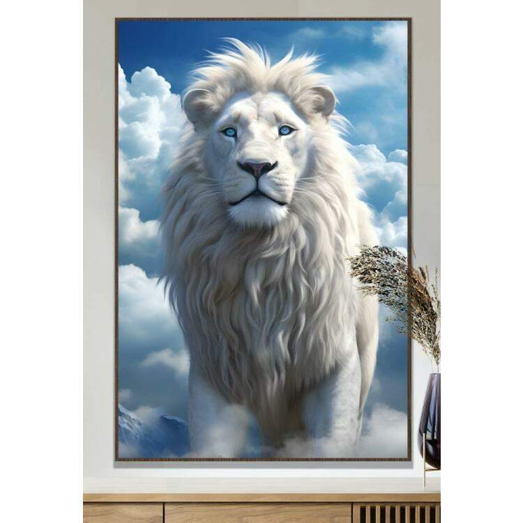 Quadro Decorativo Leo Branco nas Nuvens Transmitindo Paz