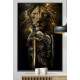 Quadro Decorativo Soldado com Armadura e Espada com Le�o no Fundo