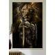 Quadro Decorativo Soldado com Armadura e Espada com Le�o no Fundo