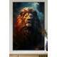 Quadro Decorativo Le�o a Majestade da Selva com Reflexo de Fogo