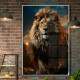 Quadro Decorativo Le�o Poderoso Transmitindo Poder e For�a
