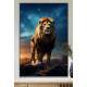Quadro Decorativo Le�o Poderoso e Majestoso com Fundo de C�u Estrelado
