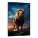 Quadro Decorativo Le�o Poderoso e Majestoso com Fundo de C�u Estrelado