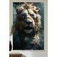 Quadro Decorativo Le�o Poderoso Pronto Para Atacar com seu Instinto Selvagem
