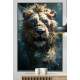 Quadro Decorativo Le�o Poderoso Pronto Para Atacar com seu Instinto Selvagem