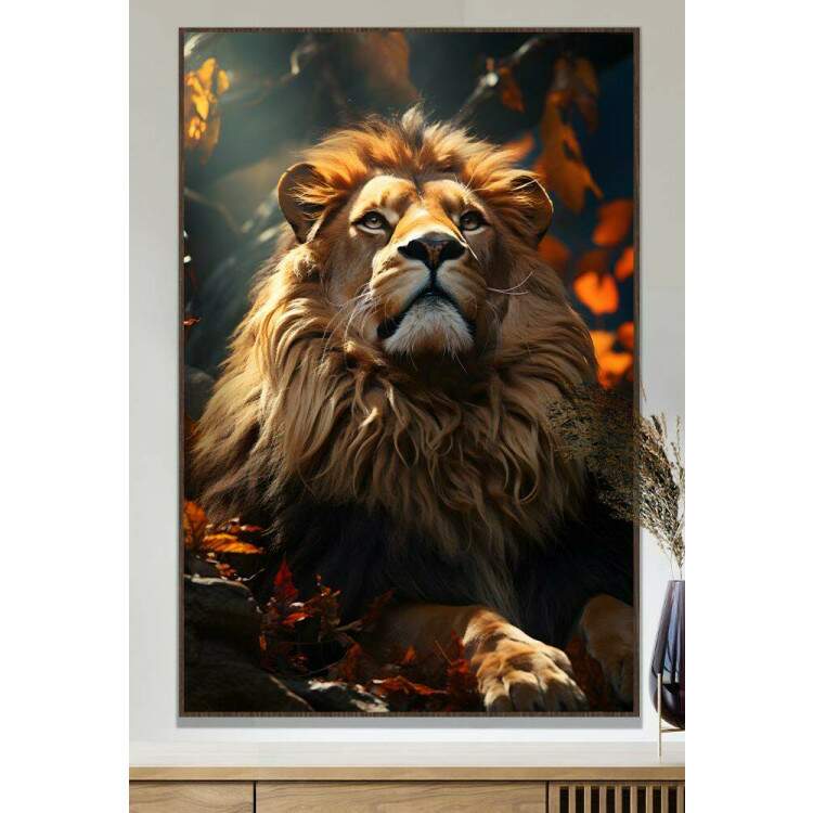 Quadro Decorativo Leo Majestoso Transmitindo Serenidade